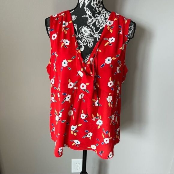 CAbi Tops - Cabi Faye Tied Up Top #5734 Red Floral Womens Blouse Colorful large